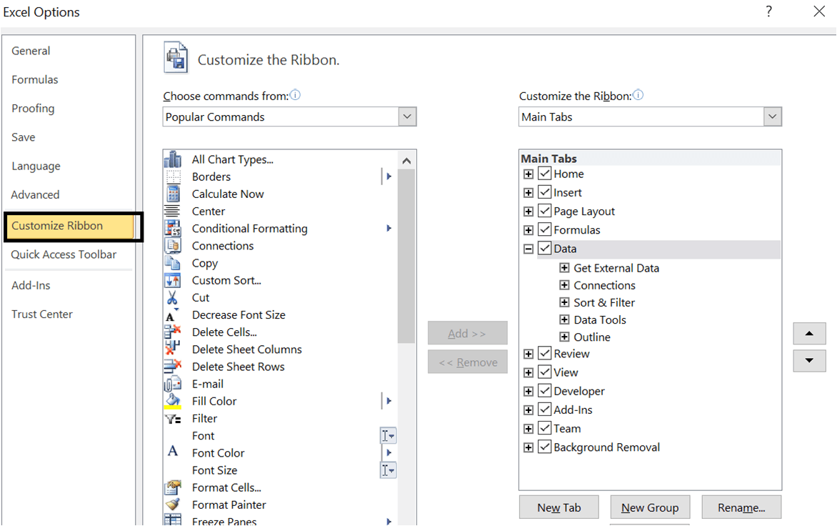 Customize Ribbon