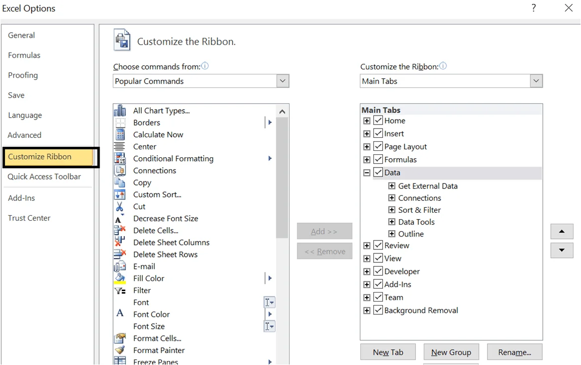 Customize Ribbon