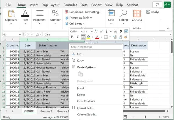 Excel Moving Multiple Columns and Rows