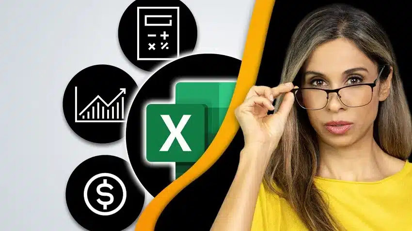 XelPlus course platform screenshot — Leila Gharani's Excel, Power BI, and Copilot training site